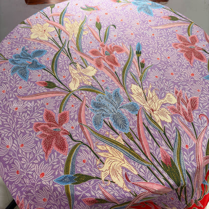 JavaPitu Rok Lilit - Kain Batik katun Premium Iris Flower Orange Ungu Lavender - 2 meter - 6475