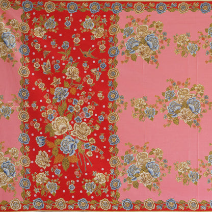 JavaPitu Rok Lilit Batik - Bahan katun Premium Taman laras Merah Pink, Halus 2 meter-6476