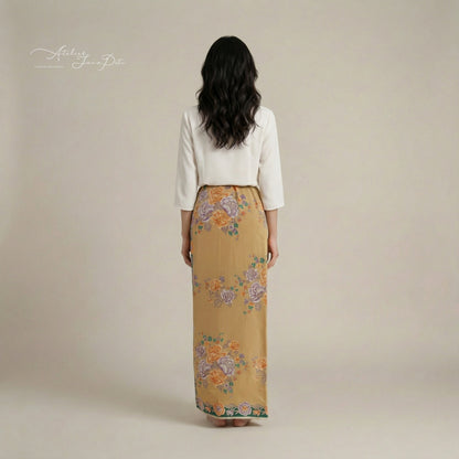 JavaPitu Rok Lilit Batik - Bahan katun Premium Taman laras Hijau Khaki, Halus 2 meter-6476