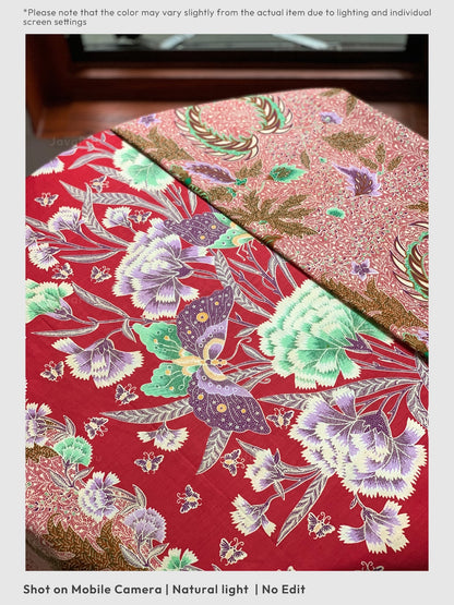 JavaPitu Kain Batik katun Premium Sawat Merak warna ClayRed - Rok lilit, 2 meter- 6469