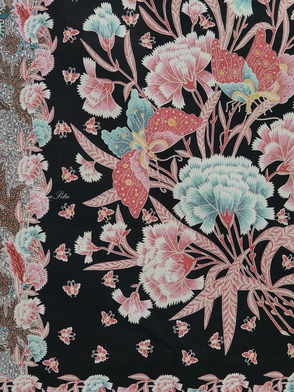 JavaPitu Kain Batik katun Premium Sawat Merak warna BlackVelvet - Rok lilit, 2 meter- 6469