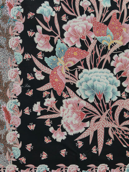 JavaPitu Kain Batik katun Premium Sawat Merak warna BlackVelvet - Rok lilit, 2 meter- 6469