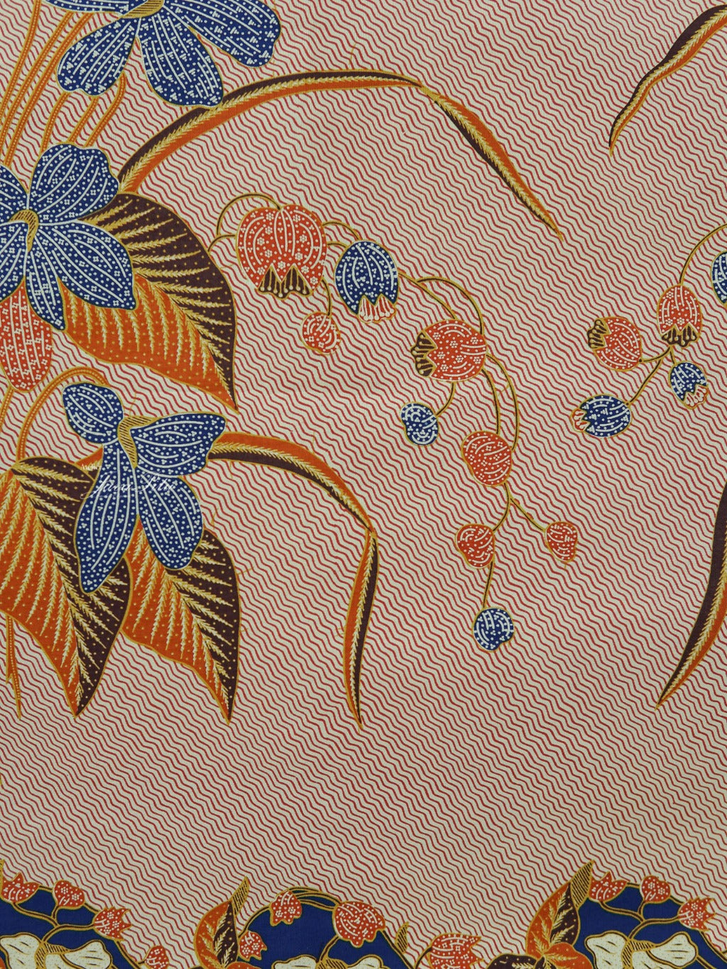 JavaPitu Kain Batik katun Premium Lily of the Valley warna BlueTerracotta - Rok lilit, 2 meter- 6468