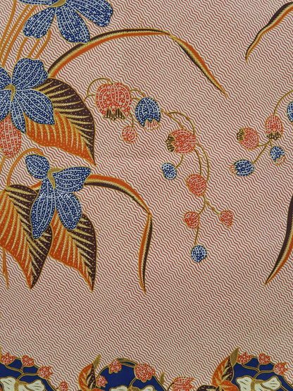 JavaPitu Kain Batik katun Premium Lily of the Valley warna BlueTerracotta - Rok lilit, 2 meter- 6468