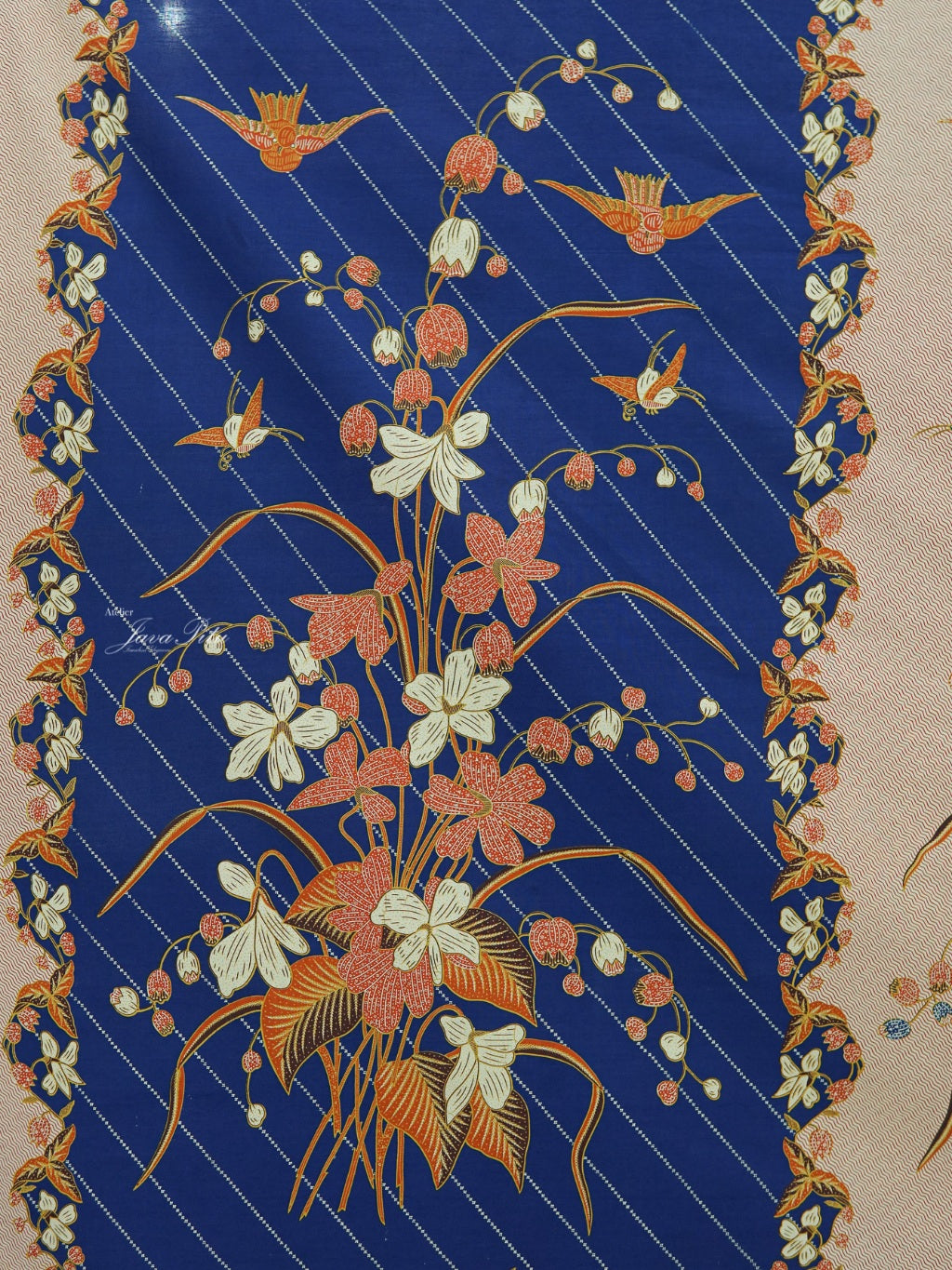 JavaPitu Kain Batik katun Premium Lily of the Valley warna BlueTerracotta - Rok lilit, 2 meter- 6468