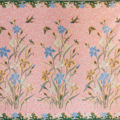 JavaPitu Rok Lilit - Kain Batik katun Premium Bunga Iris Flower Hijau Pink, Halus 2 meter - 6475