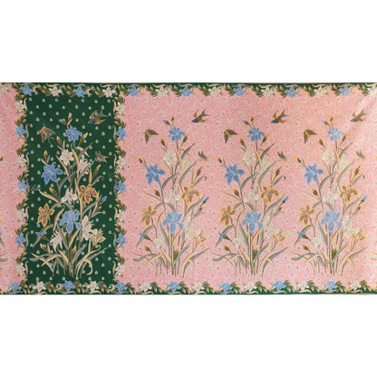 JavaPitu Rok Lilit - Kain Batik katun Premium Bunga Iris Flower Hijau Pink, Halus 2 meter - 6475