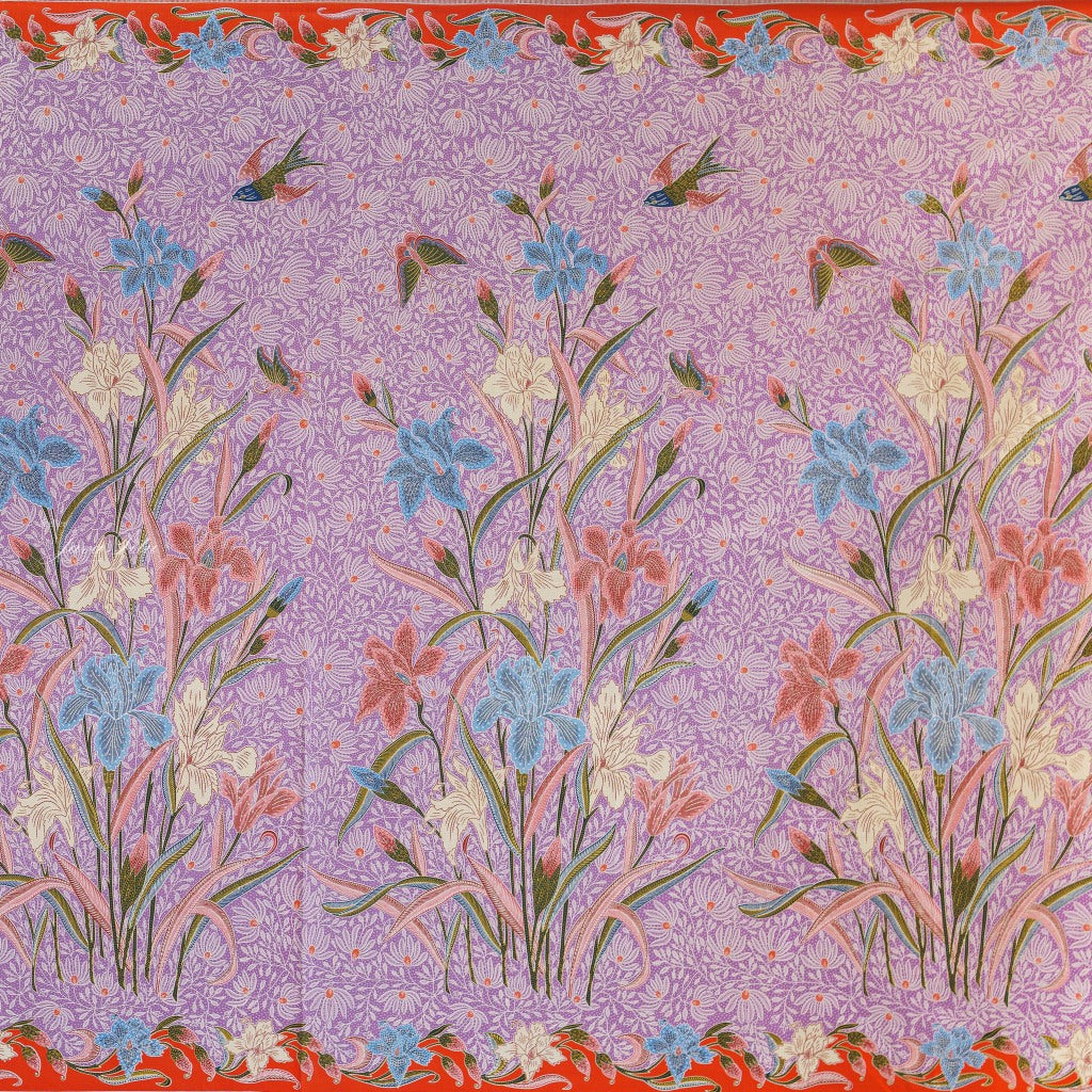 JavaPitu Rok Lilit - Kain Batik katun Premium Iris Flower Orange Ungu Lavender - 2 meter - 6475