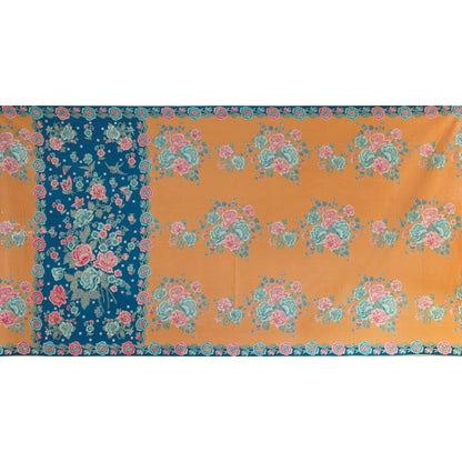 JavaPitu Rok Lilit Batik - Bahan katun Premium Taman laras Biru Orange, Halus 2 meter-6476