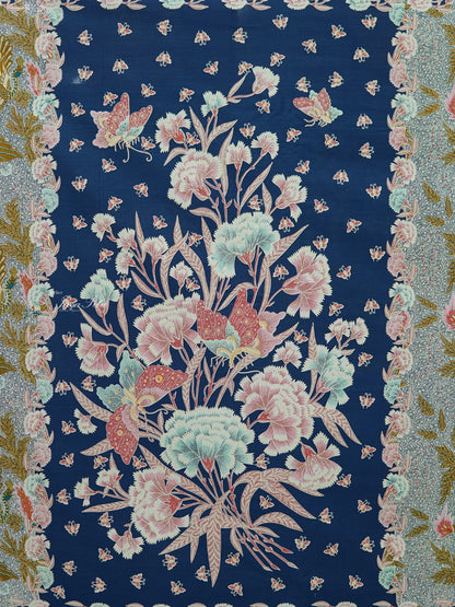 JavaPitu Kain Batik katun Premium Sawat Merak warna BlueGarden - Rok lilit, 2 meter- 6469