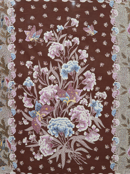 JavaPitu Kain Batik katun Premium Sawat Merak warna Coklat - Rok lilit, 2 meter- 6469