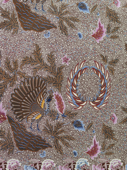 JavaPitu Kain Batik katun Premium Sawat Merak warna Coklat - Rok lilit, 2 meter- 6469