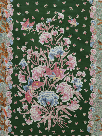 JavaPitu Kain Batik katun Premium Sawat Merak warna Emerald Soga - Rok lilit, 2 meter- 6469