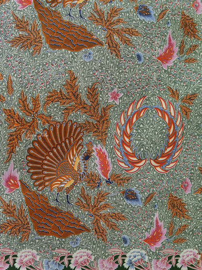 JavaPitu Kain Batik katun Premium Sawat Merak warna Emerald Soga - Rok lilit, 2 meter- 6469