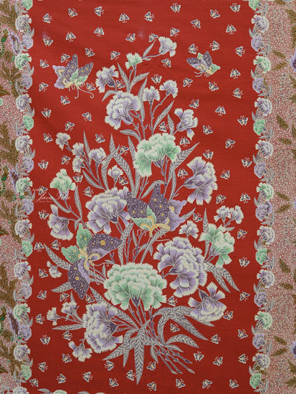 JavaPitu Kain Batik katun Premium Sawat Merak warna ClayRed - Rok lilit, 2 meter- 6469