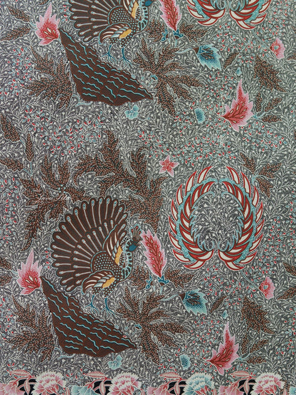 JavaPitu Kain Batik katun Premium Sawat Merak warna BlackVelvet - Rok lilit, 2 meter- 6469