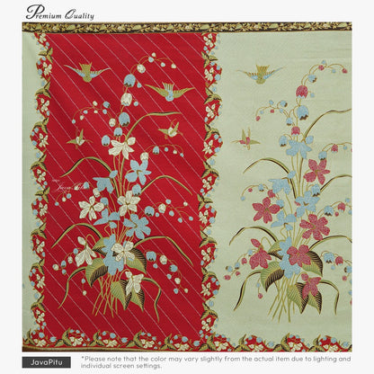 JavaPitu Kain Batik katun Premium Lily of the Valley warna BlueTerracotta - Rok lilit, 2 meter- 6468