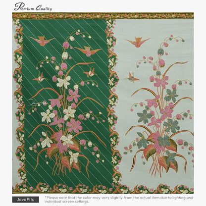 JavaPitu Kain Batik katun Premium Lily of the Valley warna EmeraldMeadow - Rok lilit, 2 meter- 6468