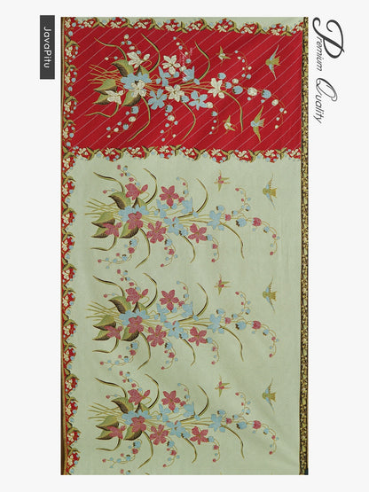 JavaPitu Kain Batik katun Premium Lily of the Valley warna ScarletShell - Rok lilit, 2 meter- 6468