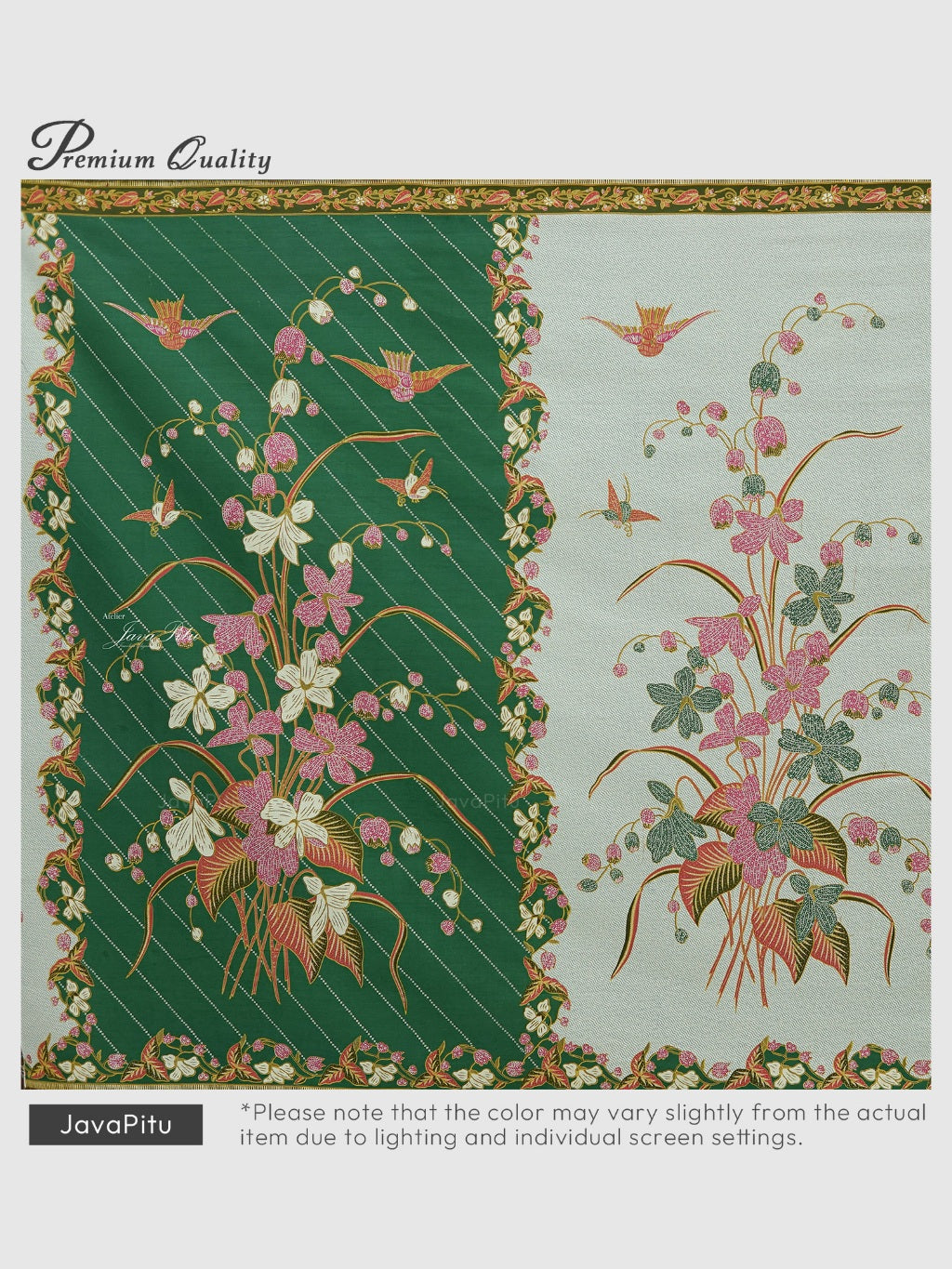 JavaPitu Kain Batik katun Premium Lily of the Valley warna EmeraldMeadow - Rok lilit, 2 meter- 6468