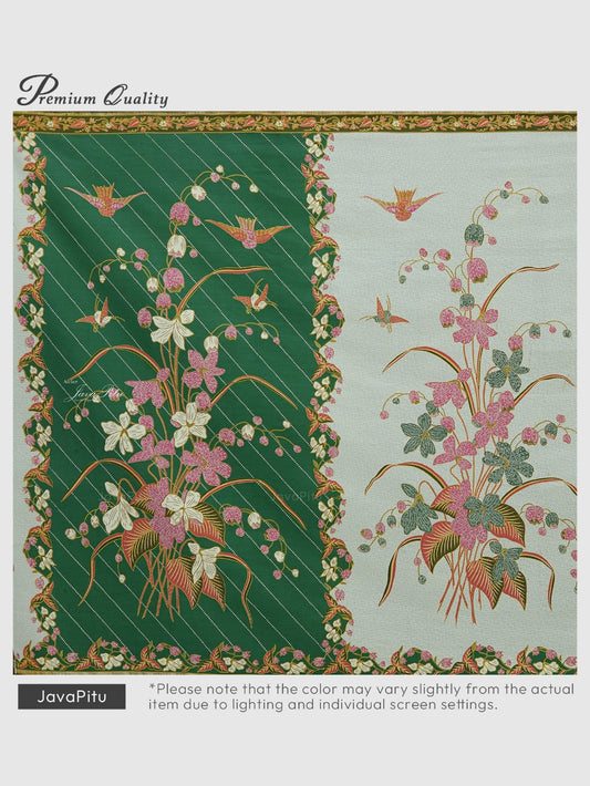 JavaPitu Kain Batik katun Premium Lily of the Valley warna EmeraldMeadow - Rok lilit, 2 meter- 6468