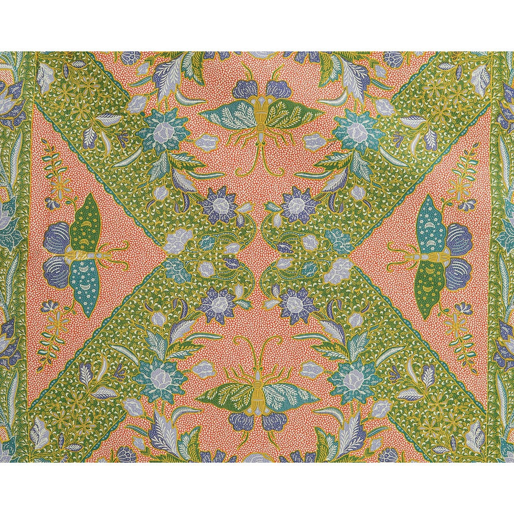 JavaPitu Rok Lilit - Kain Batik katun Premium bunga LotusGarden Hijau, Halus 2 meter - 6463