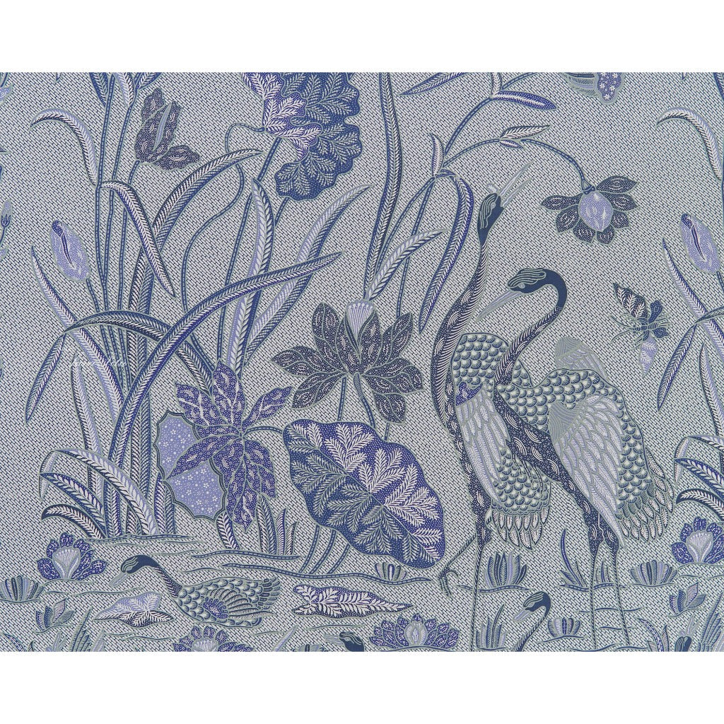 JavaPitu Rok Lilit - Kain Batik katun Premium bunga LotusGarden Biru, Halus 2 meter - 6463