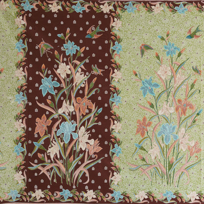 JavaPitu Rok Lilit - Kain Batik katun Premium Bunga Iris Flower Maroon Hijau, Halus 2 meter - 6475