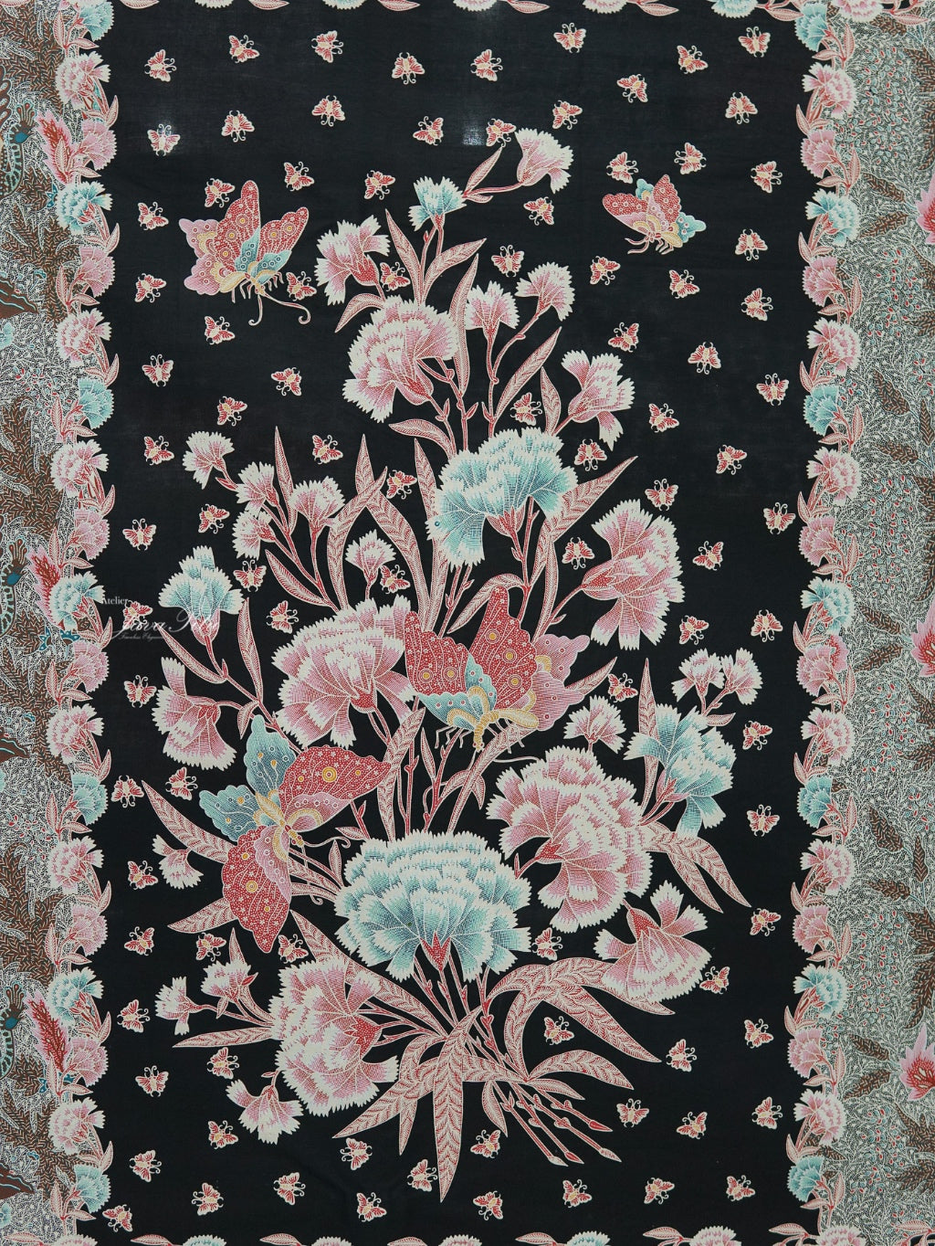 JavaPitu Kain Batik katun Premium Sawat Merak warna BlackVelvet - Rok lilit, 2 meter- 6469