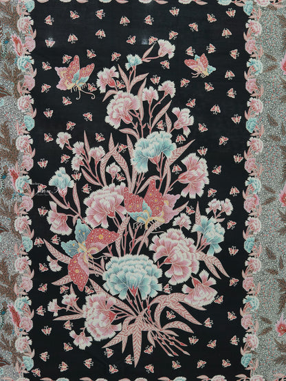 JavaPitu Kain Batik katun Premium Sawat Merak warna BlackVelvet - Rok lilit, 2 meter- 6469