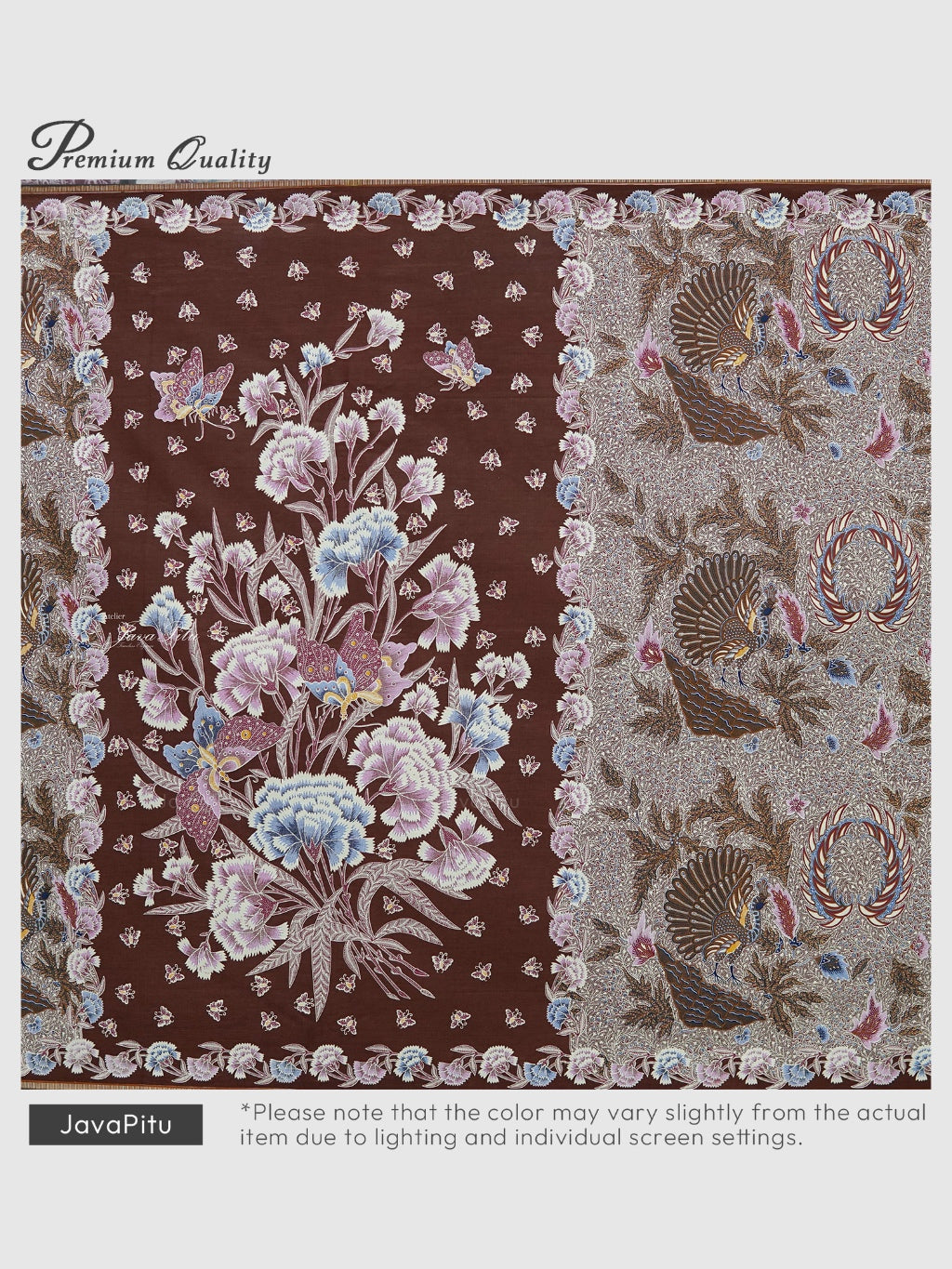 JavaPitu Kain Batik katun Premium Sawat Merak warna Coklat - Rok lilit, 2 meter- 6469