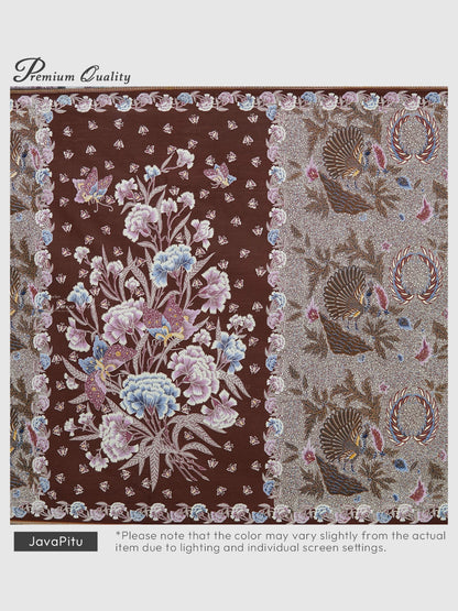 JavaPitu Kain Batik katun Premium Sawat Merak warna Coklat - Rok lilit, 2 meter- 6469