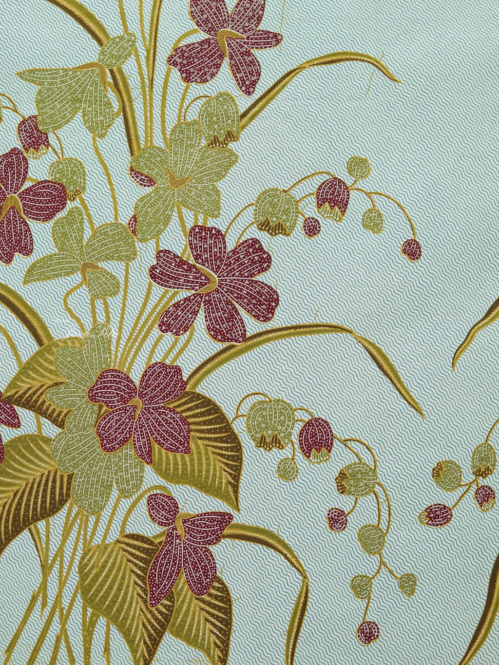 JavaPitu Kain Batik katun Premium Lily of the Valley warna MaroonCeladon - Rok lilit, 2 meter- 6468