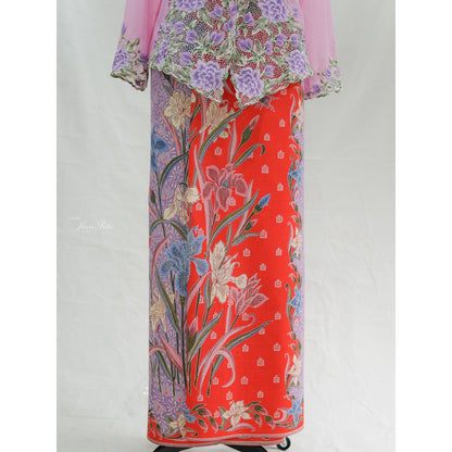 JavaPitu Kebaya Bordir halus Hand-made kerancang Bunga Magnolia Pink - Ukuran Jumbo - 6472