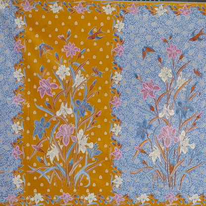 JavaPitu Rok Lilit - Kain Batik katun Premium Bunga Iris Flower Hijau Pink, Halus 2 meter - 6475