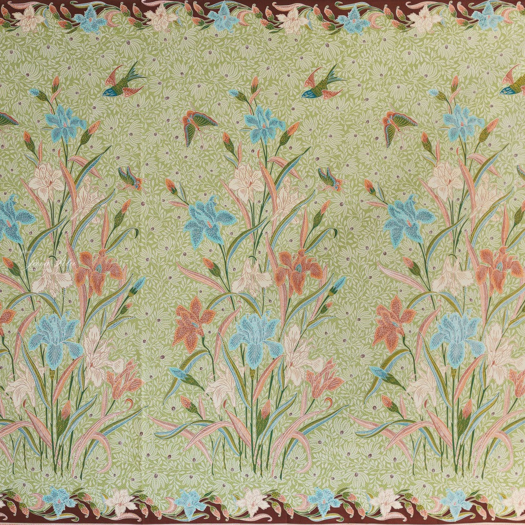 JavaPitu Rok Lilit - Kain Batik katun Premium Bunga Iris Flower Maroon Hijau, Halus 2 meter - 6475