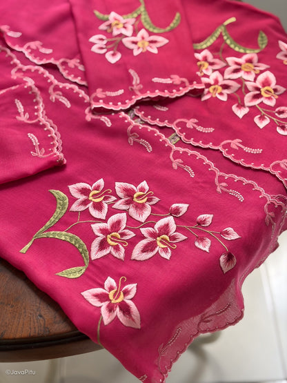 JavaPitu - Kebaya Orchid Premium sage - Handmade Embroidery