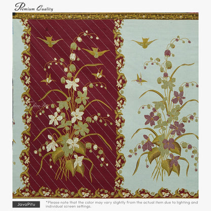JavaPitu Kain Batik katun Premium Lily of the Valley warna EmeraldMeadow - Rok lilit, 2 meter- 6468