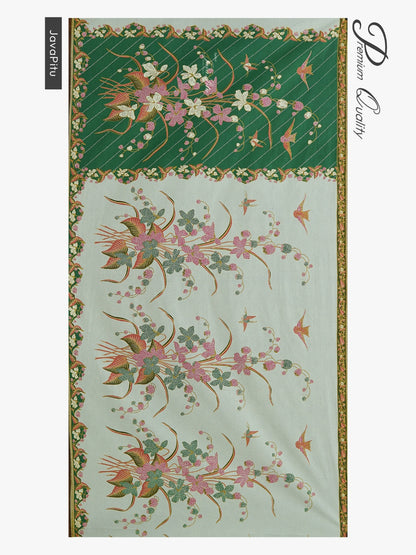 JavaPitu Kain Batik katun Premium Lily of the Valley warna EmeraldMeadow - Rok lilit, 2 meter- 6468