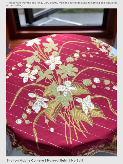 JavaPitu Kain Batik katun Premium Lily of the Valley warna MaroonCeladon - Rok lilit, 2 meter- 6468