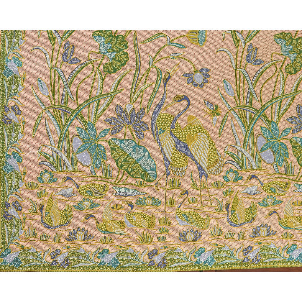 JavaPitu Rok Lilit - Kain Batik katun Premium bunga LotusGarden Hijau, Halus 2 meter - 6463