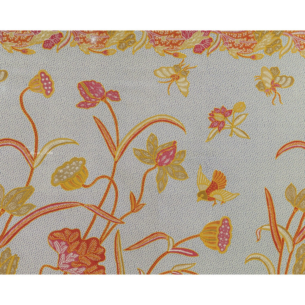 JavaPitu Rok Lilit - Kain Batik katun Premium bunga LotusGarden Merah, Halus 2 meter - 6463