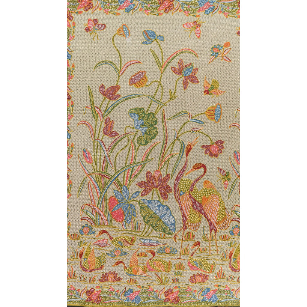 JavaPitu Rok Lilit - Kain Batik katun Premium bunga LotusGarden Harmony, Halus 2 meter - 6463