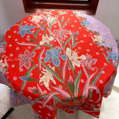 JavaPitu Rok Lilit - Kain Batik katun Premium Iris Flower Orange Ungu Lavender - 2 meter - 6475