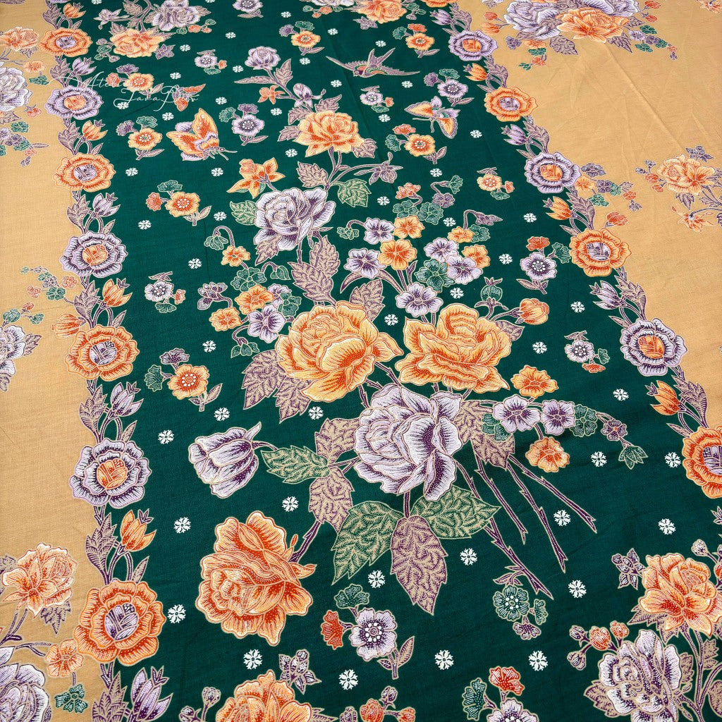 JavaPitu Rok Lilit Batik - Bahan katun Premium Taman laras Hijau Khaki, Halus 2 meter-6476