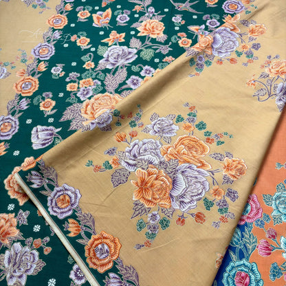 JavaPitu Rok Lilit Batik - Bahan katun Premium Taman laras Hijau Khaki, Halus 2 meter-6476