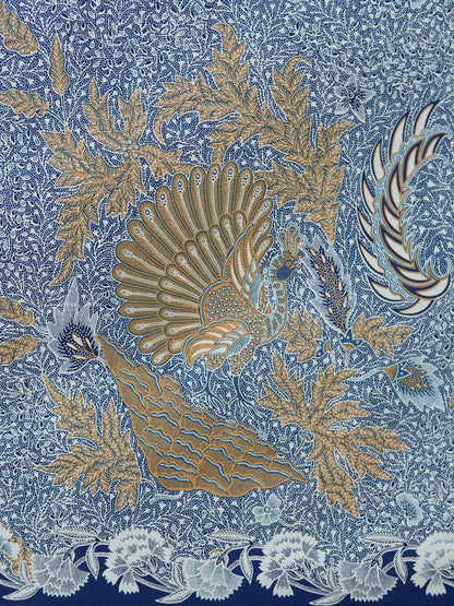 JavaPitu Kain Batik katun Premium Sawat Merak warna Frosted Blue - Rok lilit, 2 meter- 6469