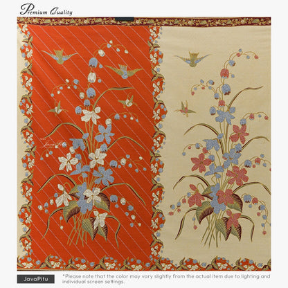 JavaPitu Kain Batik katun Premium Lily of the Valley warna MaroonCeladon - Rok lilit, 2 meter- 6468