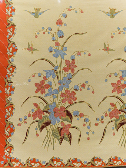 JavaPitu Kain Batik katun Premium Lily of the Valley warna MochaCream - Rok lilit, 2 meter- 6468