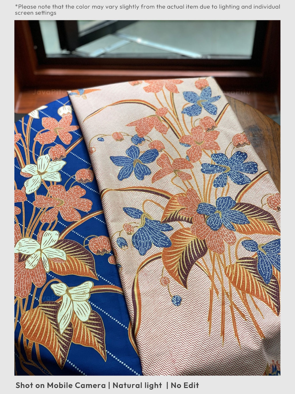 JavaPitu Kain Batik katun Premium Lily of the Valley warna BlueTerracotta - Rok lilit, 2 meter- 6468